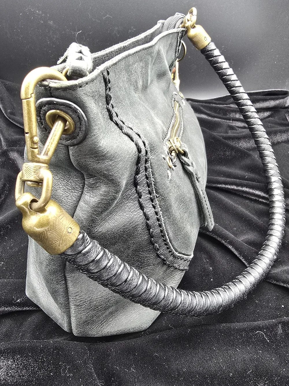 The Sak Braided-Handle Leather Shoulder Bag